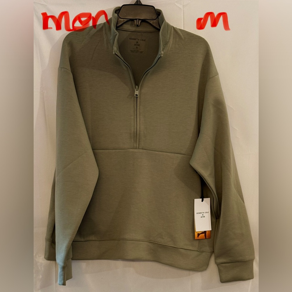 Kenneth Cole Men's Olive Zip-Up Sweater